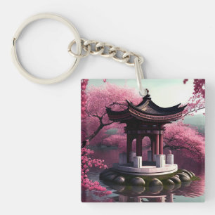 Sakura Cherry Blossom Garden Shrine Pond Japans Sleutelhanger