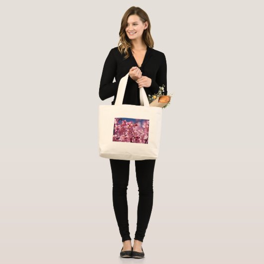 Sakura Cherry Blossom gekust door zonlicht Grote Tote Bag (Voorkant (model))