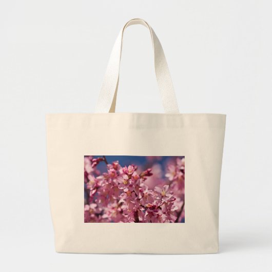 Sakura Cherry Blossom gekust door zonlicht Grote Tote Bag (Voorkant)