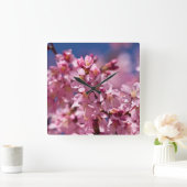 Sakura Cherry Blossom gekust door zonlicht Vierkante Klok (Huis)