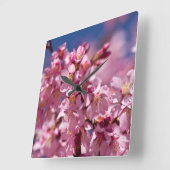 Sakura Cherry Blossom gekust door zonlicht Vierkante Klok (Hoek)