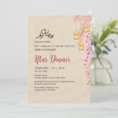 Sakura Cherry Blossom & Golden Lanterns Iftar Kaart (Staand voorkant)