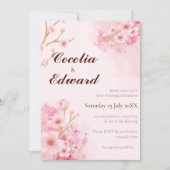 Sakura Cherry Blossom Huwelijksuitnodiging Kaart (Voorkant)