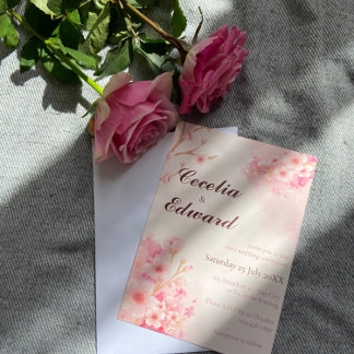 Sakura Cherry Blossom Huwelijksuitnodiging Kaart