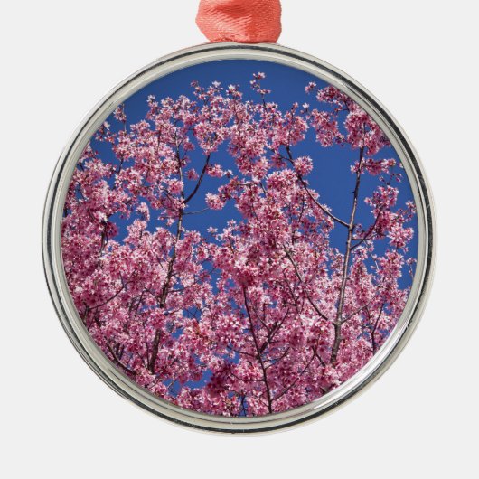Sakura Cherry Blossom in the Blue Metalen Ornament (Voorkant)