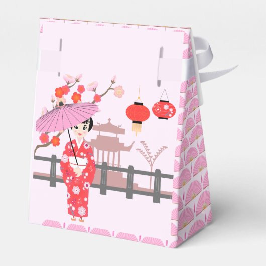 Sakura Cherry Blossom Japans Meisje Verjaardagsfee Bedankdoosjes (Achterkant)