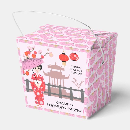Sakura Cherry Blossom Japans Meisje Verjaardagsfee Bedankdoosjes (Achterkant)