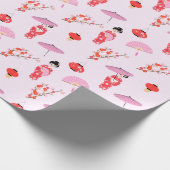 Sakura Cherry Blossom Japans Meisje Verjaardagsfee Cadeaupapier (Hoek)