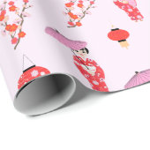 Sakura Cherry Blossom Japans Meisje Verjaardagsfee Cadeaupapier (Rol Hoek)