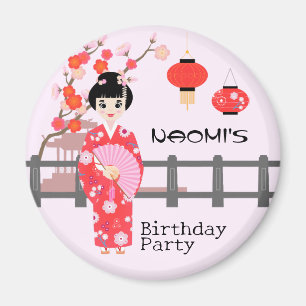 Sakura Cherry Blossom Japans Meisje Verjaardagsfee Magneet