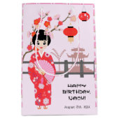 Sakura Cherry Blossom Japans Meisje Verjaardagsfee Medium Cadeauzakje (Voorkant)