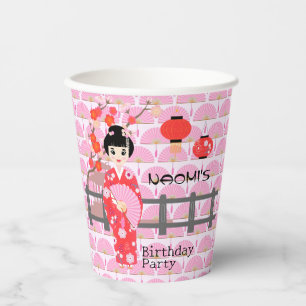 Sakura Cherry Blossom Japans Meisje Verjaardagsfee Papieren Bekers