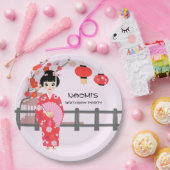 Sakura Cherry Blossom Japans Meisje Verjaardagsfee Papieren Bordje (Feest)