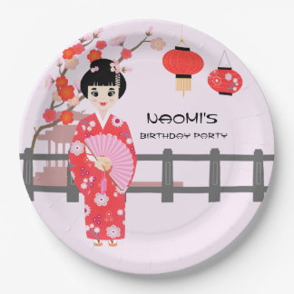 Sakura Cherry Blossom Japans Meisje Verjaardagsfee Papieren Bordje