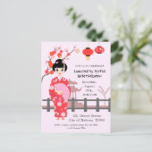 Sakura Cherry Blossom Japans Meisje Verjaardagsfee Uitnodiging Briefkaart (Staand voorkant)