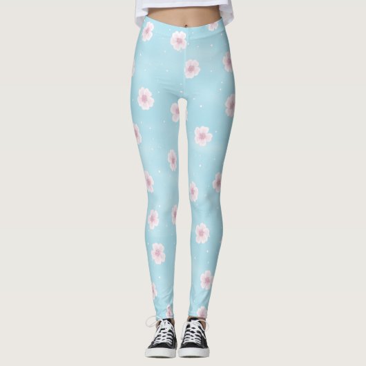 Sakura Cherry Blossom Japanse lentekoraal Leggings (Voorkant)
