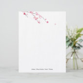 Sakura Cherry Blossom Letterhead Briefhoofd Sjabloon (Staand voorkant)
