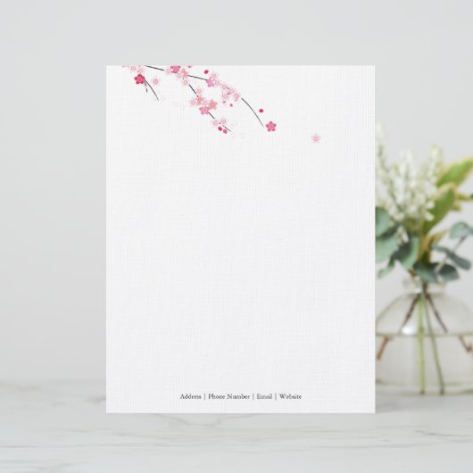 Sakura Cherry Blossom Letterhead Briefhoofd Sjabloon (Staand voorkant)