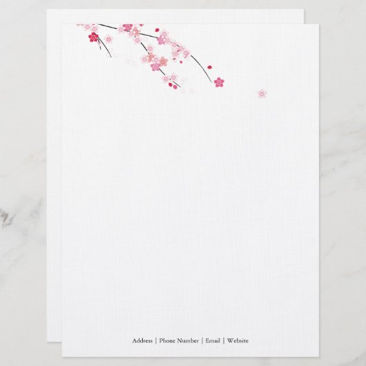 Sakura Cherry Blossom Letterhead Briefhoofd Sjabloon (Voorkant / Achterkant)