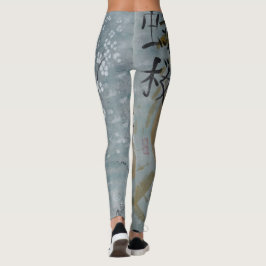 sakura cherry blossom maan sun japan grijs schilde leggings