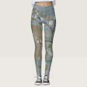 sakura cherry blossom maan sun japan grijs schilde leggings (Voorkant)