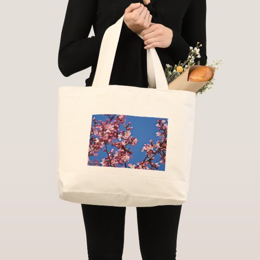 Sakura Cherry Blossom met Blue Grote Tote Bag (Voorkant (product))