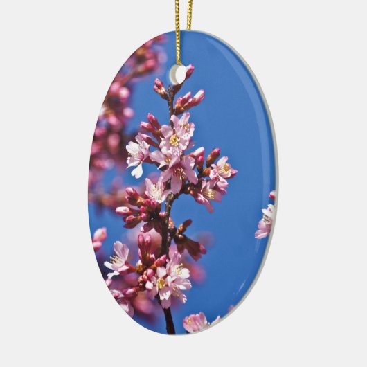 Sakura Cherry Blossom met Blue Keramisch Ornament (Links)
