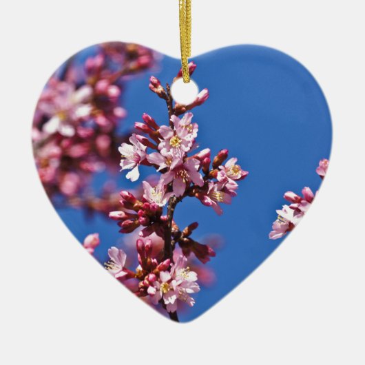 Sakura Cherry Blossom met Blue Keramisch Ornament (Voorkant)