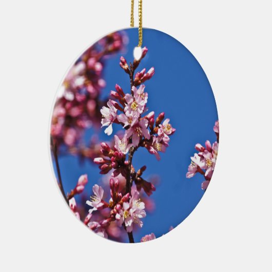 Sakura Cherry Blossom met Blue Keramisch Ornament (Rechts)