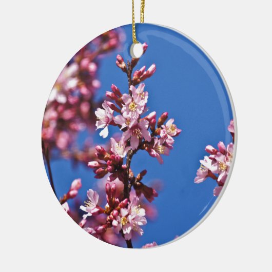 Sakura Cherry Blossom met Blue Keramisch Ornament (Links)