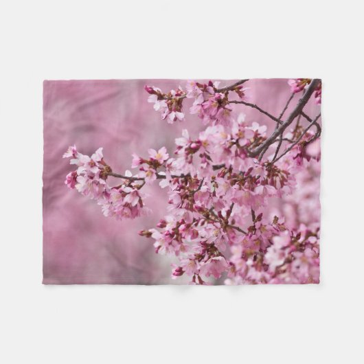 Sakura Cherry Blossom Pastel Pink Layers Fleece Deken (Voorkant (Horizontaal))
