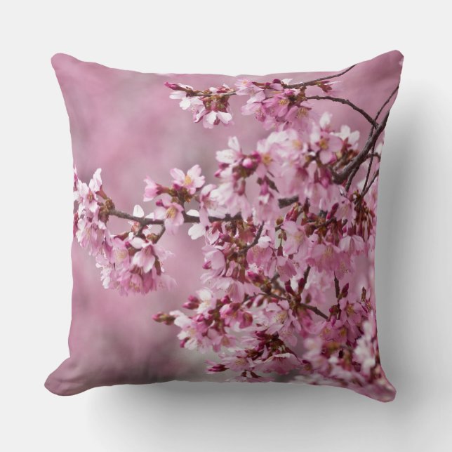 Sakura Cherry Blossom Pastel Pink Layers Kussen (Voorkant)