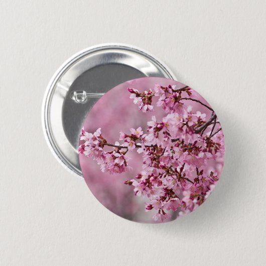 Sakura Cherry Blossom Pastel Pink Layers Ronde Button 5,7 Cm (Voorkant /achterkant)