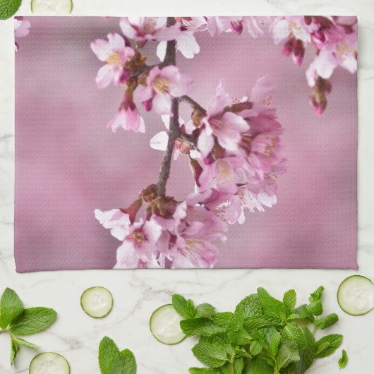 Sakura Cherry Blossom Pastel Pink Layers Theedoek (Gevouwen)