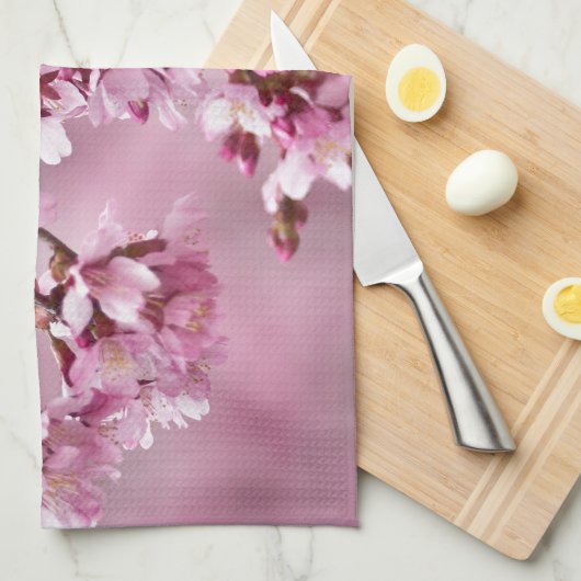 Sakura Cherry Blossom Pastel Pink Layers Theedoek (Quarter Fold)