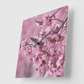 Sakura Cherry Blossom Pastel Pink Layers Vierkante Klok (Hoek)
