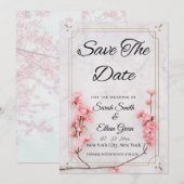 Sakura Cherry Blossom Pink Flor Save The Date Kaar (Voorkant / Achterkant)