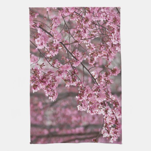Sakura Cherry Blossom Pink Theedoek (Verticaal)