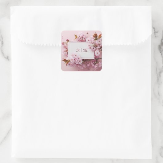 Sakura Cherry Blossom Pink Wedding Vierkante Sticker (Tas)