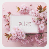 Sakura Cherry Blossom Pink Wedding Vierkante Sticker (Voorkant)