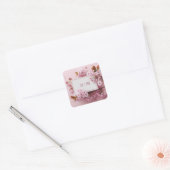 Sakura Cherry Blossom Pink Wedding Vierkante Sticker (Envelop)