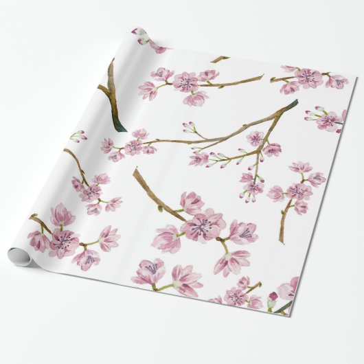 Sakura Cherry Blossom Print Cadeaupapier (Uitgerold)