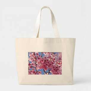 Sakura Cherry Blossom Red Stars Grote Tote Bag