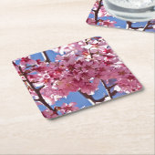 Sakura Cherry Blossom Red Stars Kartonnen Onderzetters (Schuin)