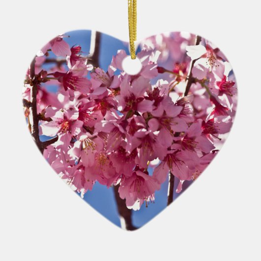 Sakura Cherry Blossom Red Stars Keramisch Ornament (Voorkant)