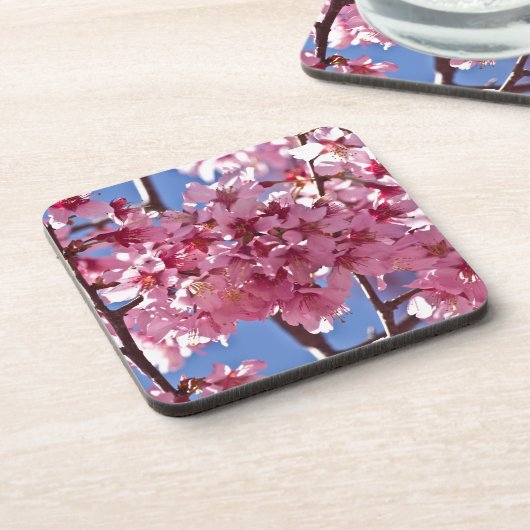 Sakura Cherry Blossom Red Stars Onderzetter (Linkerzijde)