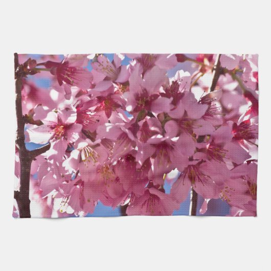 Sakura Cherry Blossom Red Stars Theedoek (Horizontaal)