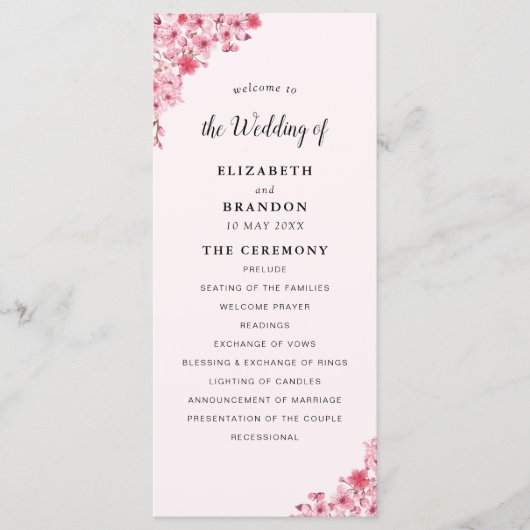 Sakura – Cherry Blossom Sakura Wedding  Programmakaart (Voorkant)
