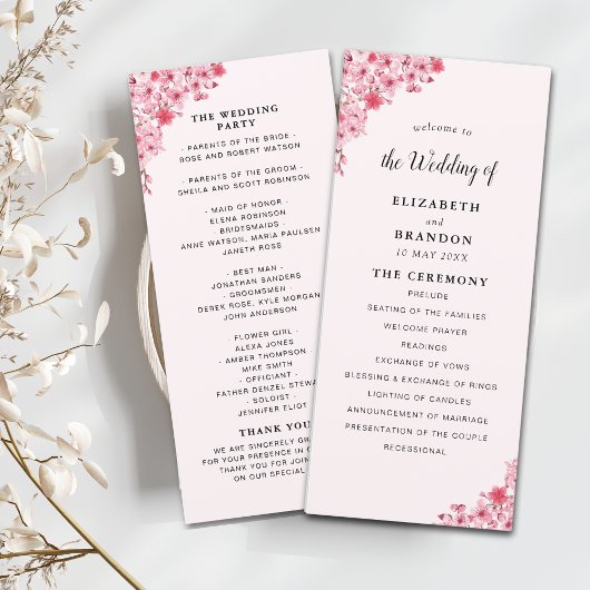 Sakura – Cherry Blossom Sakura Wedding  Programmakaart