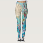 sakura cherry blossom sun blue japan schilderij yo leggings (Voorkant)